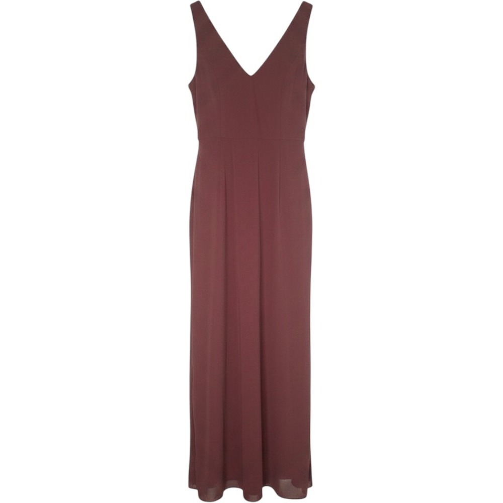 Social Bridesmaids Mauve V-Neck Sleeveless Maxi Dress Formal Gown‎ Slit Size 4